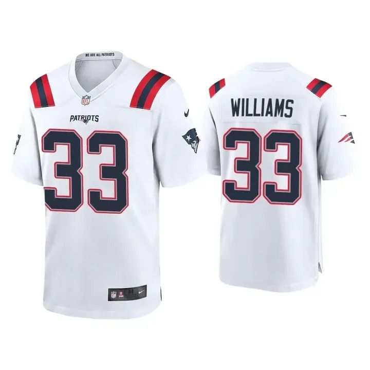 Men New England Patriots #33 Joejuan Williams Nike White Game NFL Jersey